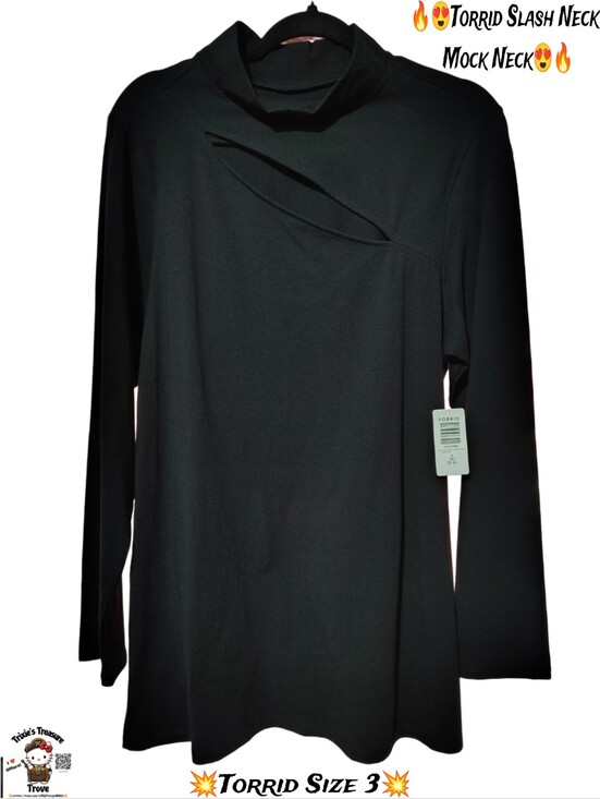 torrid Tops - NWT Torrid Black Slash-Neck Mock Neck - Torrid Size 3